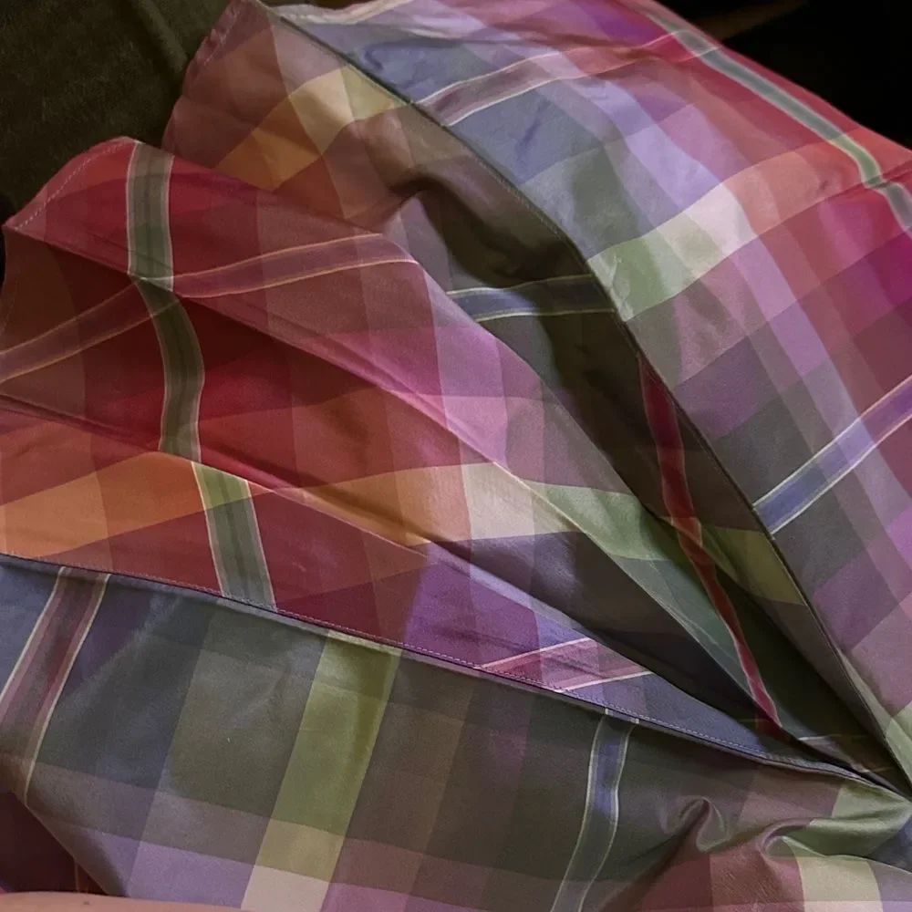 Talbots Kids Silk Maxi Multicolor Plaid A-Line Skirt